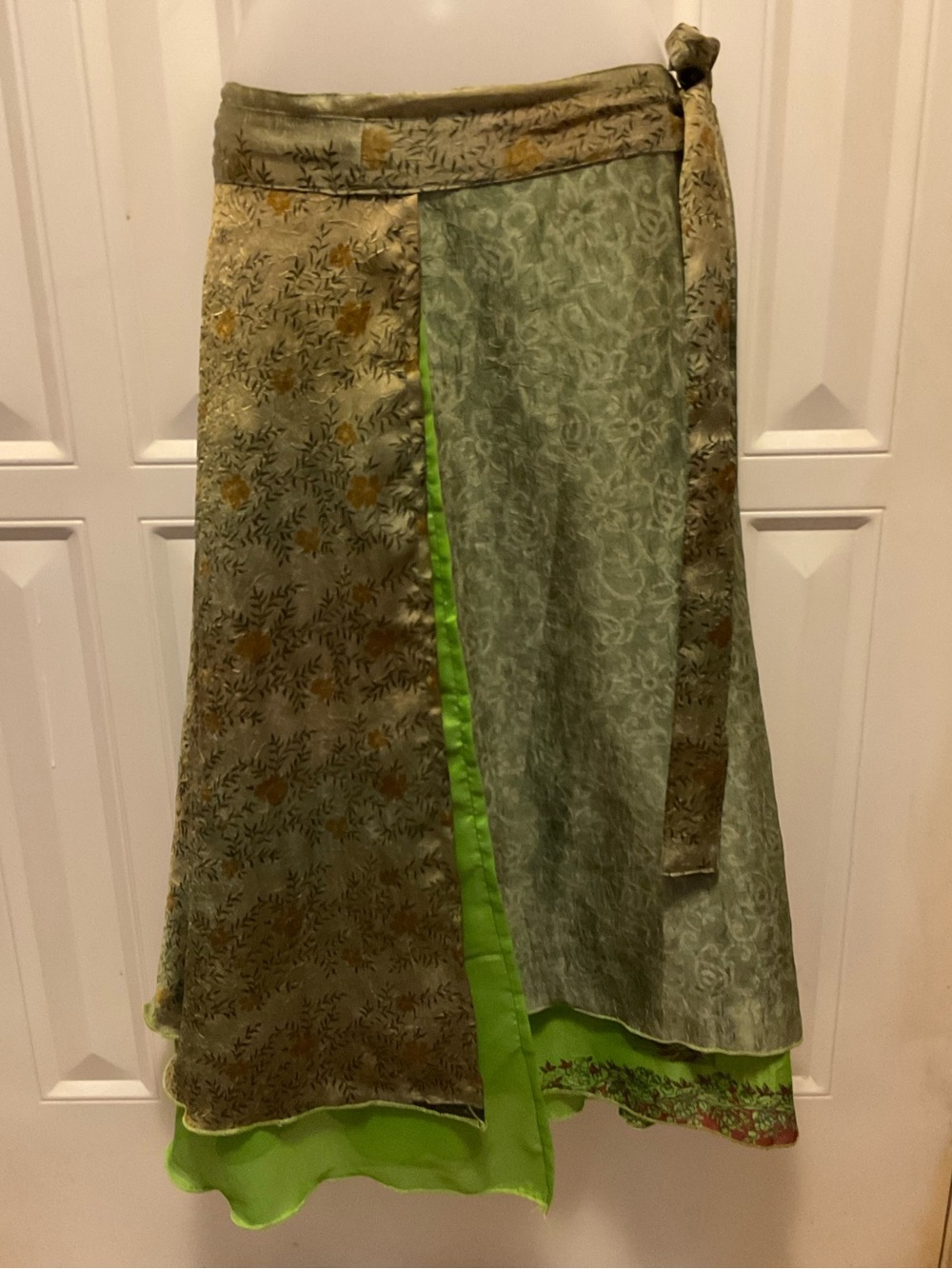 MAXI WRAP SILK SKIRT REVERSIBLE